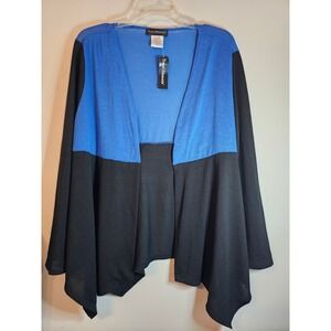 Travel Elements Women Colorblock Open Front Cardigan Blue Black SM9392 Large NWT